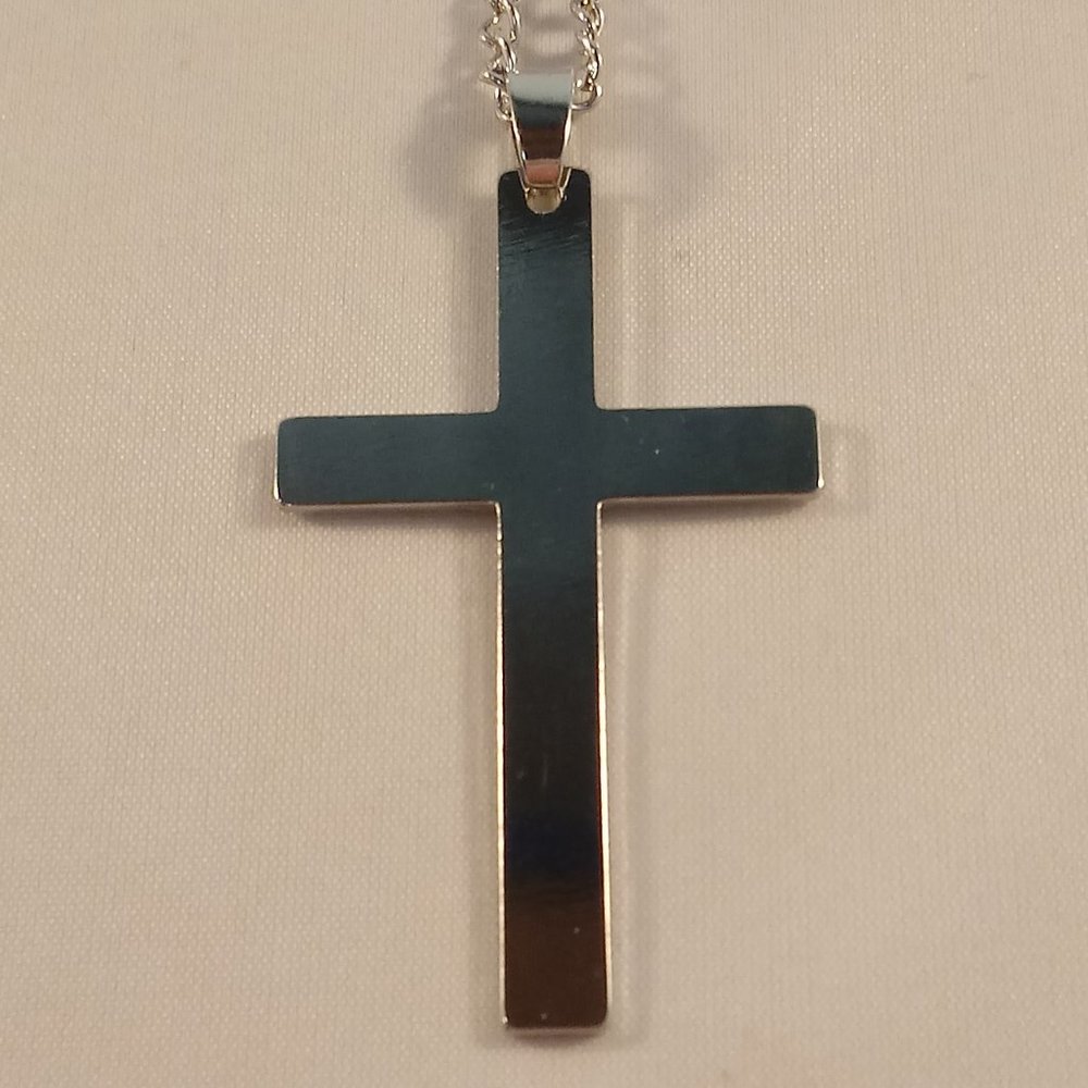Mens Silver Stainless Steel Smooth Cross Pendant Chain Necklace 20" Party Gift